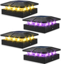 Peasur 4x4 Solar Post Lights Outdoor, 4 Packs Purple & Warm White LED Fence Caps Light Waterproof, Wood & Vinyl Post Top Lighting for Deck Mailbox Railing Porch Outside by Peasur