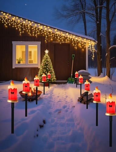 10.5Ft Christmas Outdoor Pathway Lights, 5 Pk LED Candle String Lights - Image 5