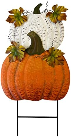 Metal Pumpkin Yard Stakes Fall Harvest Garden Lawn Yard Porch Outdoors Welcome Decorations, Autumn Halloween Thanksgiving Decorative Pumpkins Outdoor Décor by YUMBOR