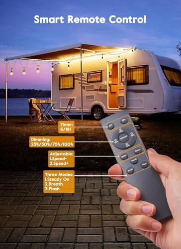 Outdoor String Lights, 52FT 15 Bulbs Shatterproof Patio Lights with Remote - Image 2