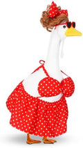 Abbylike Summer Bikini Porch Goose Outfit Red Polka Dot Bikini Yard Goose Hawaiian Clothes with Sunglasses and Curls Wigs Fits Large 23'' H Cement for Outdoor Garden Patio Pathway Statue Art Decor by Abbylike