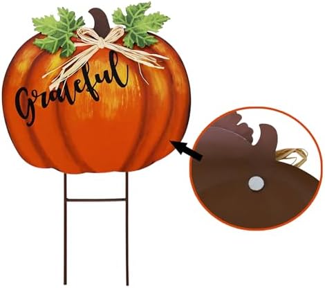 Outdoor Fall Decoration Pumpkin Yard Stakes Metal Garden Stake Stacks Lawn - Image 4