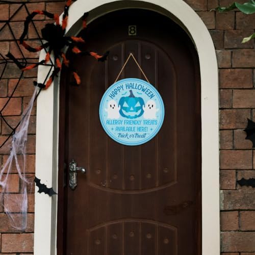 Halloween Teal Pumpkin Decor Happy Halloween Door Sign for Front Door - Image 3