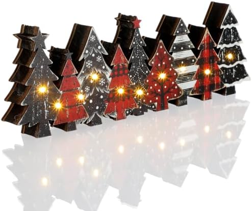 Yousoontic Christmas Table Decorations Rustic Lighted Wooden Centerpiece by Yousoontic