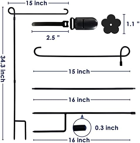 YEAHOME 2PC Garden Flag Holder Stand, Weather-Proof Yard Flag Pole Black Metal Powder-Coated Flagpole with Tiger Clip and Rubber Stopper for Garden Flags Outdoor Decorations - Image 6