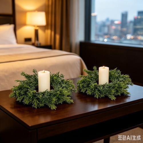 8 PCS Mini Real Touch Christmas Wreaths for Kitchen Cabinets Artificial Norfolk Lifelike Cedar Wreaths with Bow for Christmas Window Door Fireplace Chairs Wall Staircase Indoor Outdoor Home Decor - Image 3