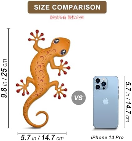 4 Pcs Retro Metal Gecko Outdoor Wall Art Hanging Decorations - Image 3