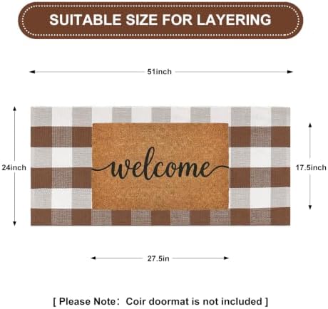 Uphome Bufflo Plaid Outdoor Rug 2'x4.3', Fall Decor Checkered Front Door Mat, Indoor Outdoor Farmhouse Cotton Porch Rug for Layered Door Mats, Washable Brown Carpet Runner for Patio Entryway - Image 2