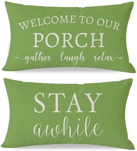 PANDICORN Outdoor Lumbar Throw Pillow Covers 12x20 Set of 2, Lime Green by PANDICORN