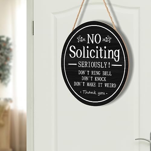 Funny No Soliciting Sign for House 12"x12" Do not Knock or Ring Doorbell Wooden Signs for Front Door Rustic No Soliciting Welcome Sign Hanging Decorations for Home Yard Garden Farmhouse Porch - Image 7