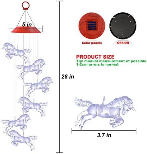 Solar Horse Wind Chimes, Color Changing Horses Wind Chime, Waterproof Solar Horse Lights, Romantic Solar Powered Horse Wind Chime, Home, Yard, Balcony, Outdoor, Garden Decoration Gifts, Gifts for Mom - Image 3