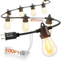 addlon 100FT Outdoor String Lights LED Waterproof Patio Lights with 54 Edison Dimmable Bulbs Shatterproof Hanging Lights for Outside Cafe Bistro Garden Balcony Porch Yard Gazebo Deck 2Packs*50FT by addlon