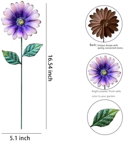 5-Pack Metal Flowers for Outside, 16.5" Decorative Garden Stakes - Image 3