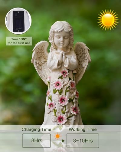 Nacome Solar Garden Outdoor Statues Angel with Succulent - Image 6