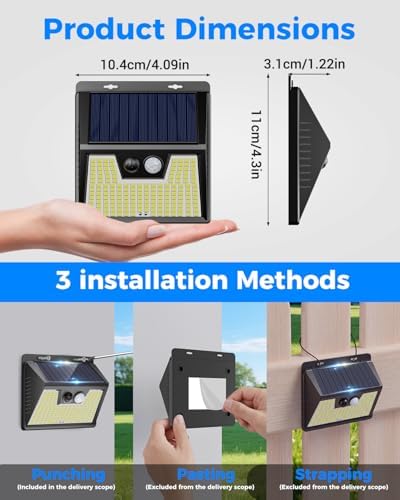 Peasur Solar Powered Lights Outdoor, 140 LED 24Pack Motion Sensor Light Outside, IP65 Waterproof Fence Security Lighting with 3 Modes for Yard Wall Garden Cool White - Image 3