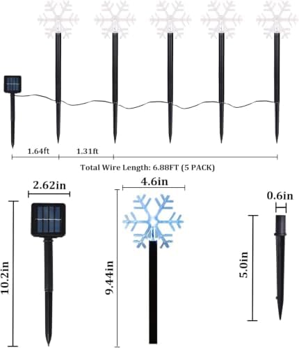 Christmas Decorations Outdoor, Snowflake Pathway Lights, 5 PCS - Image 3