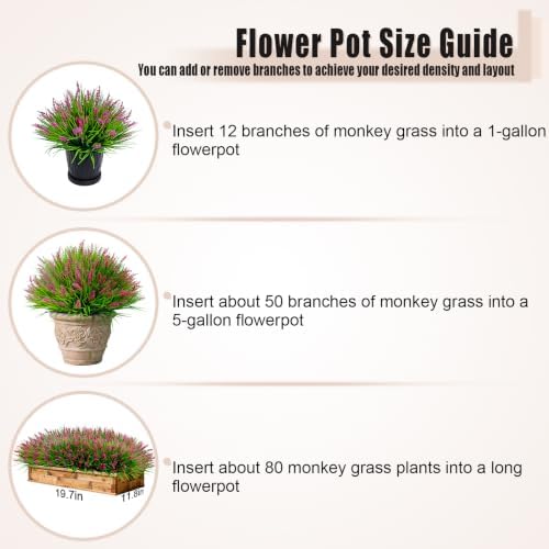 alyptus 12 Bundles Artificial Plants Outdoor Fake Monkey Grass with Flowers for Pot Garden Verandah Decor (Pink Flowers) - Image 3