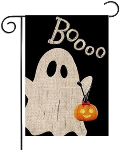 Halloween Boo Garden Flag 12x18 Inche Double Sided, Scary Spooky Dog Ghost Bat Pumpkins Autumn Fall Burlap Garden Flags for Halloween Themed Party Farmhouse Holiday Seasonal Decor Yard Sign by Whongkidz