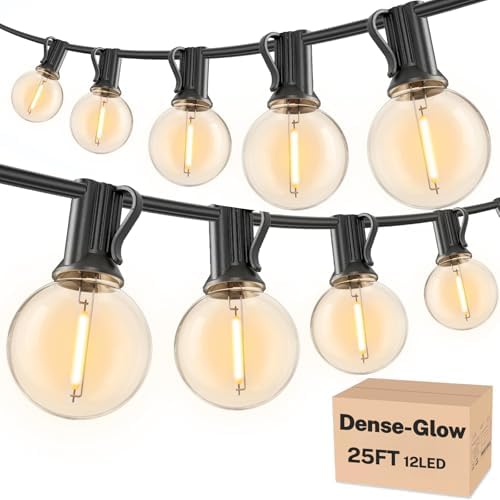 RTTY 25 FT Outdoor String Lights, Waterproof Patio Light 13 LED Bulbs by RTTY