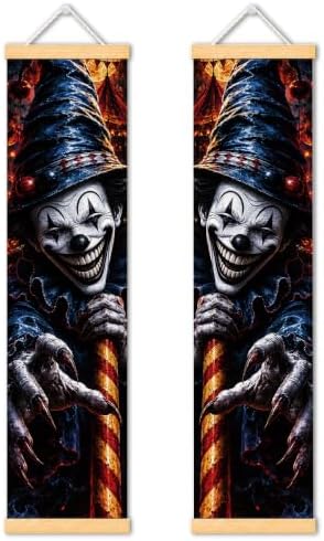 Haunted Clown Door Banner Set of 2, Halloween Carnival Porch Decor for Home by Unknown