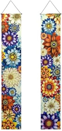 Boho Front Door Hanging Banner Bright Blossom Summer Porch Sign Hanging Flag Porch Sign for Front Door Outdoor Seasonal Holiday Wedding Yard Decor Farmhouse Indoor Wall Backdrop by WelcometoLuarisgur
