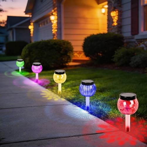 DOUBLEZHE 8Pack Solar Christmas Pathway Lights Outdoor Waterproof, Multicolor & Warm White Changing LED Outdoor Solar Lights Christmas Decorations with Auto On/Off for Garden, Yard, Patio, Walkway - Image 6