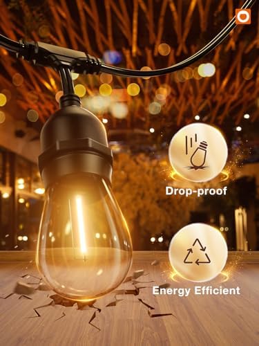 addlon LED Outdoor String Lights 36FT Edison Vintage Weatherproof ETL - Image 2