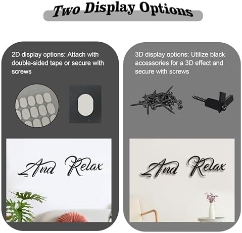 And Relax Metal Wall Art, 3D Black Letter Sign for Bathroom & Spa Decor - Image 5