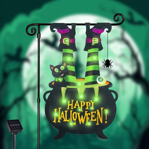 Halloween Lighted Garden Flag, Witch Feet Yard Decor, 12x18 In by FLAGMESAGE