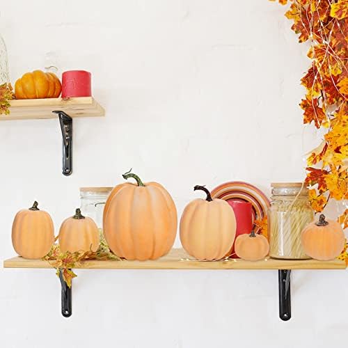Winlyn 7 Pcs Assorted Sizes Artificial Fall Pumpkins Faux Orange Decorative Foam Pumpkins for Gifts Fall Baby Shower Wedding Thanksgiving Halloween Table Centerpiece Mantel Decor - Image 3