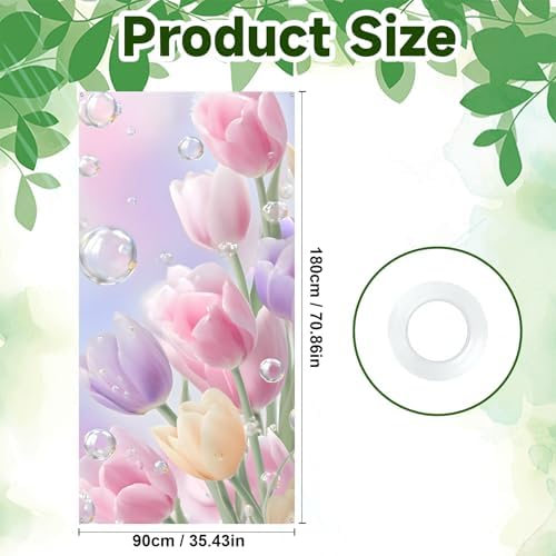 Front Door Covers Decorative, Spring Flower Design Door Curtain 70.8 x 35.4 Inch for Porch Outdoor Indoor Home Decor (Colorful-231) - Image 2