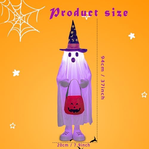 YUETJIN 37" Front Porch Halloween Ghost Décor, Trick or Treat Style - Image 2