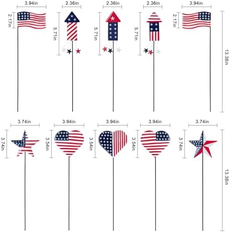 hogardeck 4th of July Decorations Outdoor, 10 PCS Metal Patriot Star Firework Decorative Garden Stakes for Fourth of July Decorations, Patriotic Yard Signs for Garden, Porch, Patio, Flower Beds - Image 2