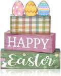Lineshading 4 Pcs Easter Wooden Block Signs, Farmhouse Tiered Tray Decor by Lineshading