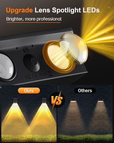 High Brightness Solar Fence Lights Outdoor, Larger Size Solar Lights with Dual Solar Panels, Waterproof Fence Lights Solar Powered for Stair, Step, Yard, Patio, Wall (12 Pack) - Image 4