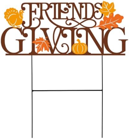 Amyhill Fall Thanksgiving Outdoor Decor Metal Garden Stake Friends Giving Maple Leaves Pumpkin Turkey Autumn Yard Sign Decorations for Home Lawn Porch Backyard Holiday Decorations by Amyhill
