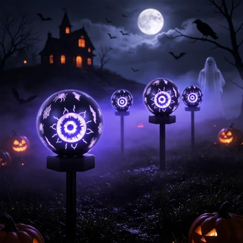 Solar Halloween Lights Outdoor(4pcs),Halloween Decorations Outdoor, IP65 Waterproof, Decor for Garden/Yard/Patio/Lawn/Pathway by Unknown