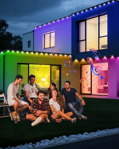 VCOKEN Permanent Outdoor Lights, 111FT with Smart 72 RGB LED Light for House & Outdoor Decor, DIY Scene Mode, IP65 Waterproof Eaves Lighting with App Control Remote for Christmas and Holiday Decor - Image 4