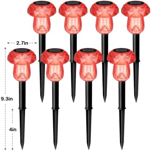 Solar Halloween Lights Outdoor 8 Pack Red Garden Mushroom Decor - Image 7