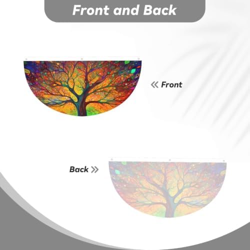 Tree Leaves Colorful Semicircular Hanging Decorative Bunting Flag 2pcs - Image 2