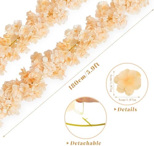 4PC 23.6FT Champagne Cherry Blossom Flowers Garland for Decoration - Image 3