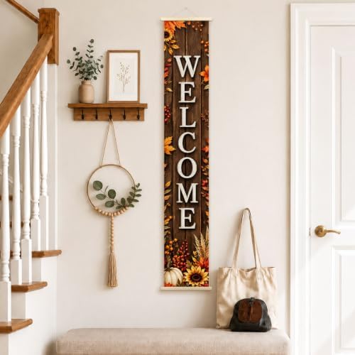 Rustic Fall Leaf Welcome Porch Door Banner Wall Decorations 8x47 - Image 4