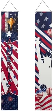 doginthehole 4th of July Decorations Door Banners 250th Anniversary USA Hanging Flag Statue of Liberty Eagle Porch Sign Patriotic Memorial Day Decor Party Supplies for Independence Day, Red White Blue - Image 5