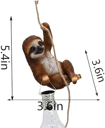 Resin Sloth Garden Statue Solar Fence Lights Outdoor Hanging Decor Porch - Image 6