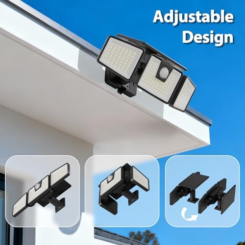 INCX Solar Lights Outdoor, 3000LM Motion Sensor Outdoor Lights, 4PCS, Black - Image 3