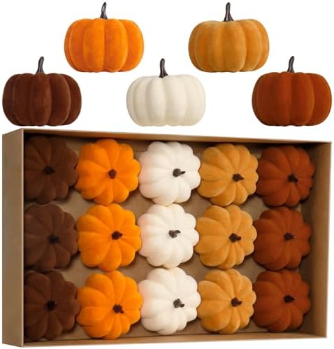 RoseCraft 15PCS Fall Pumpkins for Indoor Autume Thanksgiving Home Decor by RoseCraft
