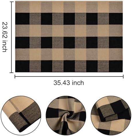 BUAGETUP Buffalo Plaid Outdoor Rug 24"x35"Fall Checkered Layered Doormat - Image 2