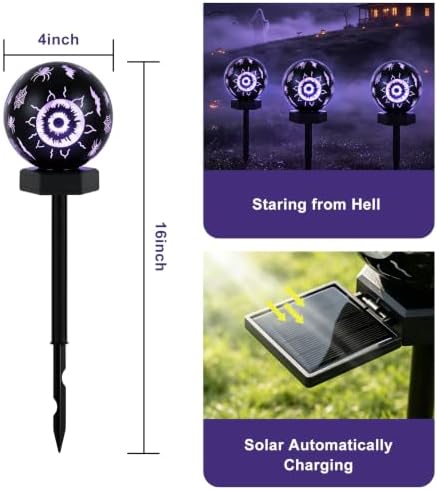 Solar Halloween Lights Outdoor(4pcs),Halloween Decorations Outdoor, IP65 Waterproof, Decor for Garden/Yard/Patio/Lawn/Pathway - Image 2