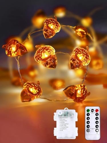 EXF Fall Decor Acorn Fairy Lights Battery Operated with Remote 10FT 30 LED by EXF