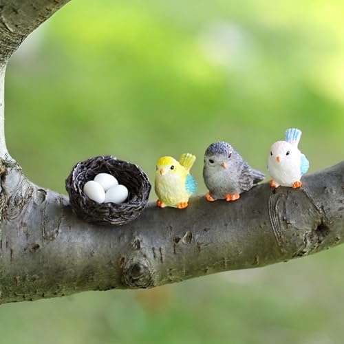 Fairy Garden Accessories, 7 Pieces Birds Resin Figures with Bird's Nest Mushroom, Handmade Miniature Decor, Garden Miniatures Home Outdoor Decors, Perfect DIY Gift - Image 4
